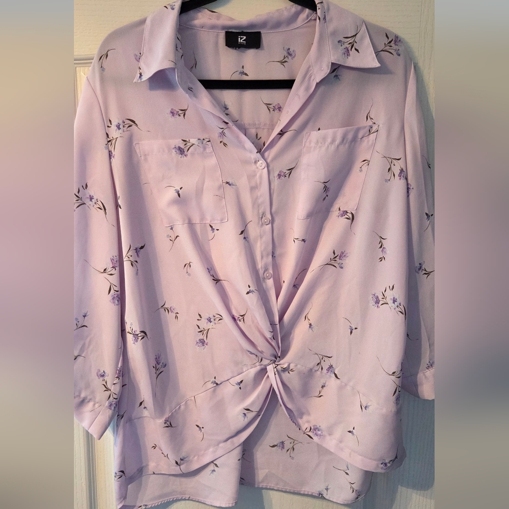 Iz Byer Lavender Floral Blouse